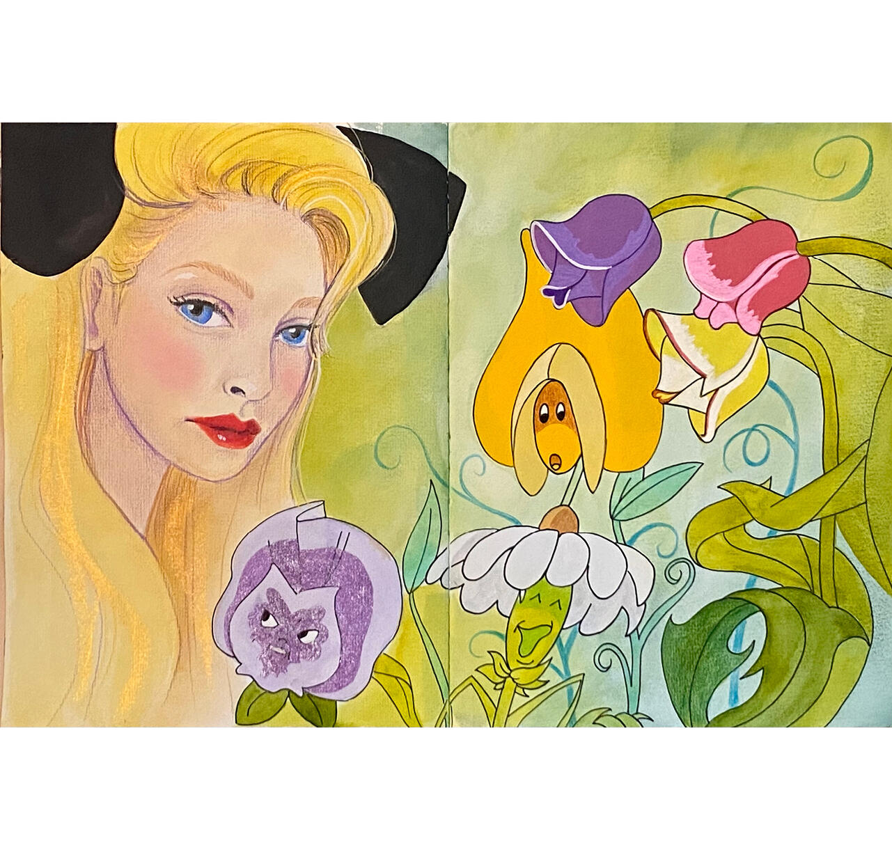 Drawing inspired by Alice in Wonderland